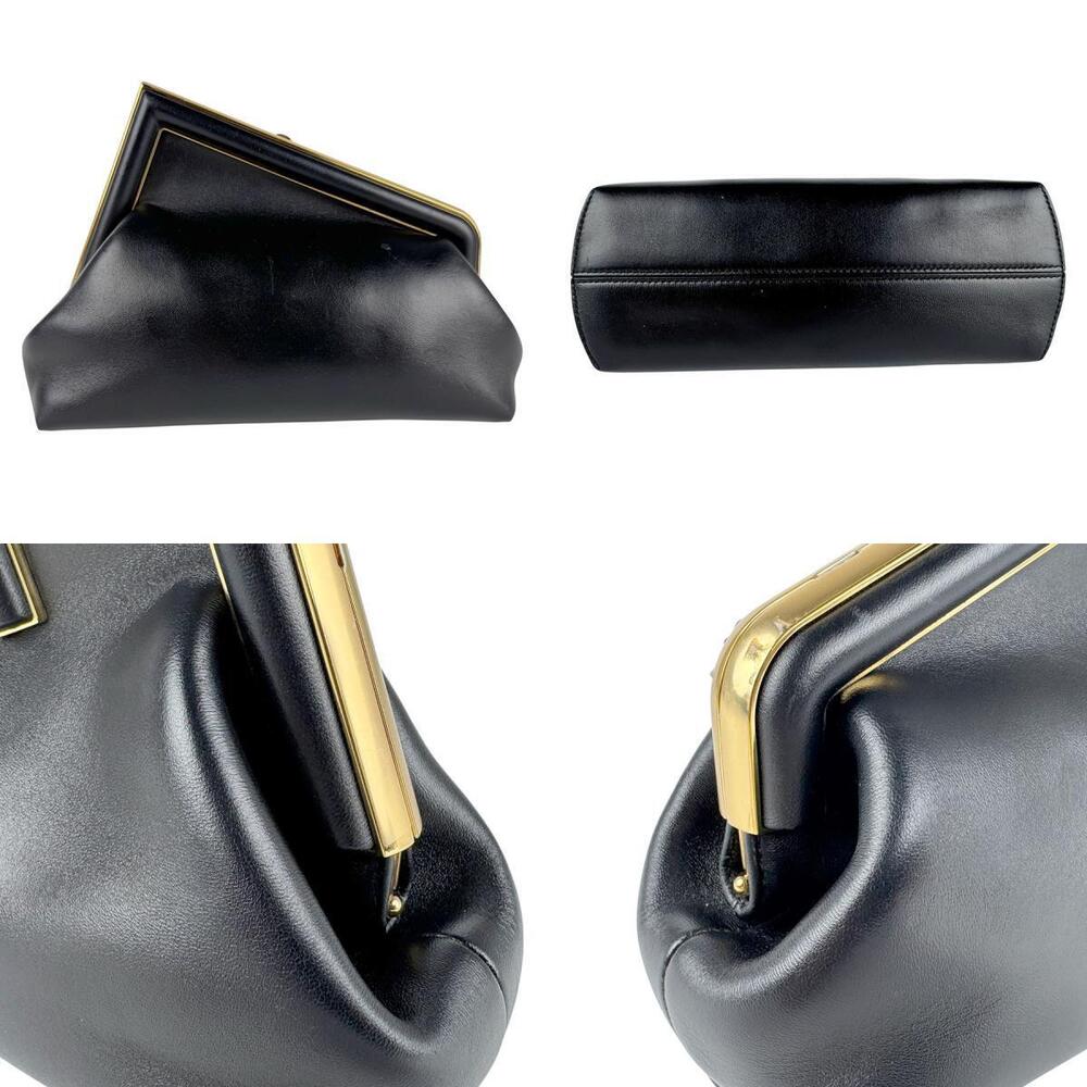 FENDI First Shoulder Bag Leather Black Gold E - Picture 3 of 5